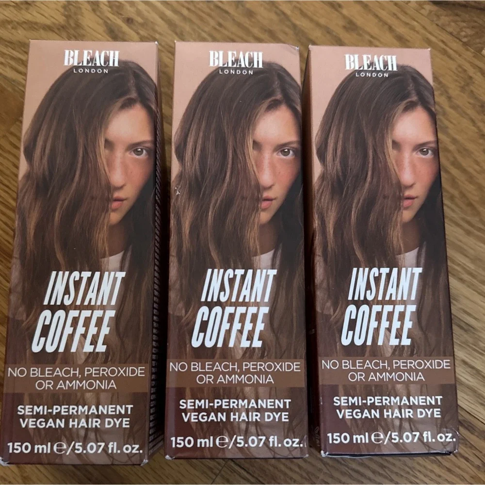 3 Pk Bleach London Instant Coffee Semi Permanent Vegan Hair Dye Blondes Brunette